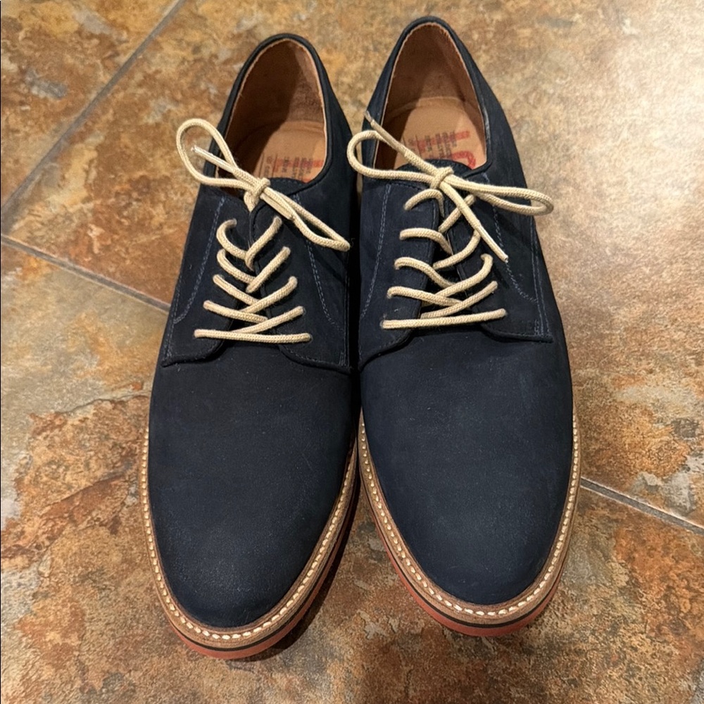 Classic Suede Navy Blue Leather Men's Shoes